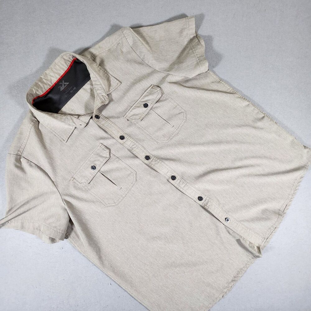 ZeroXposur Travel Series Shirt Mens XXL Heather Khaki UPF 30+ Stretch Hiking